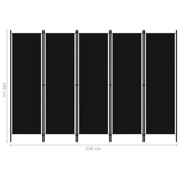 5-panel Room Divider Black 250x180 Cm Image 6