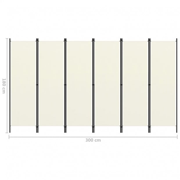 6-panel Room Divider Cream White 300x180 Cm Image 6