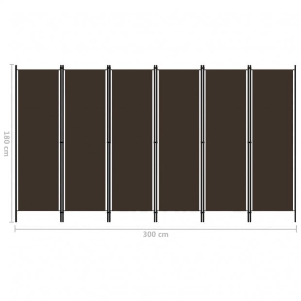6-panel Room Divider Brown 300x180 Cm Image 6