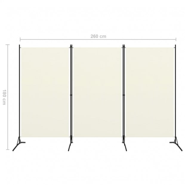 3-panel Room Divider Cream White 260x180 Cm Image 5