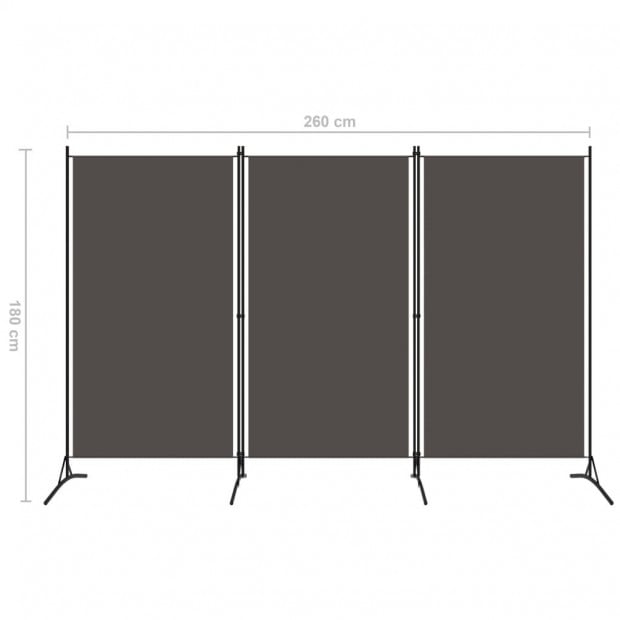 3-panel Room Divider Anthracite 260x180 Cm Image 5