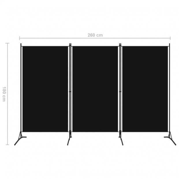 3-panel Room Divider Black 260x180 Cm Image 5