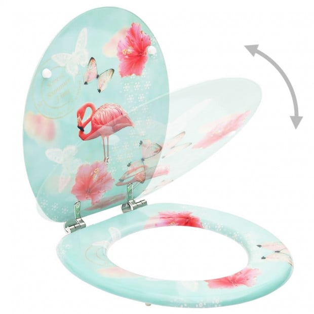 Wc Toilet Seat With Lid Mdf Flamingo Design Image 2