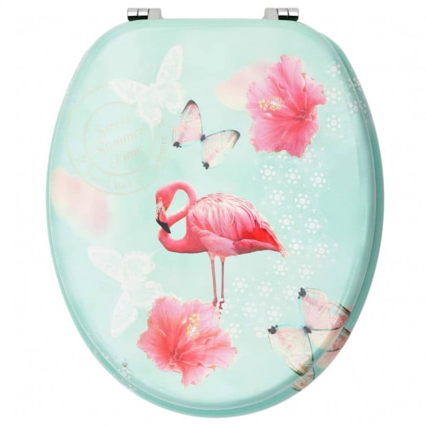 Wc Toilet Seat With Lid Mdf Flamingo Design Image 5