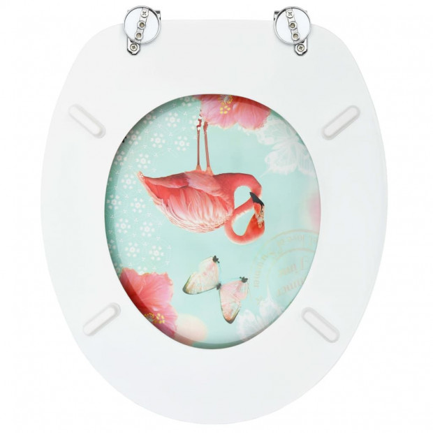 Wc Toilet Seat With Lid Mdf Flamingo Design Image 6