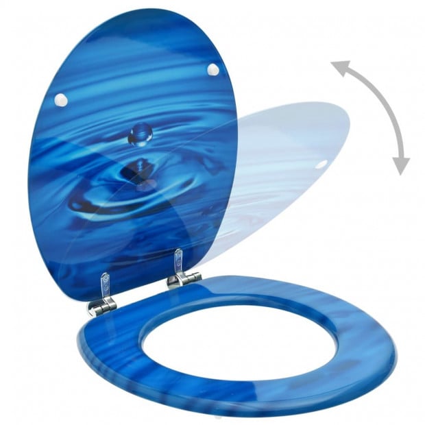 Toilet Seat With Lid Mdf Blue Water Drop Design Image 2