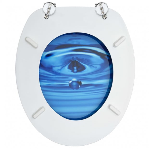 Toilet Seat With Lid Mdf Blue Water Drop Design Image 6