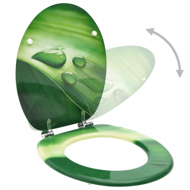 Toilet Seat With Lid Mdf Green Water Drop Design Image 2