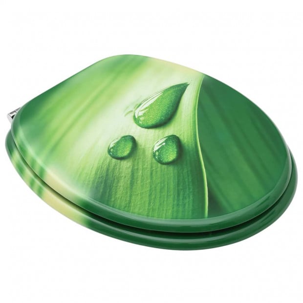 Toilet Seat With Lid Mdf Green Water Drop Design Image 3