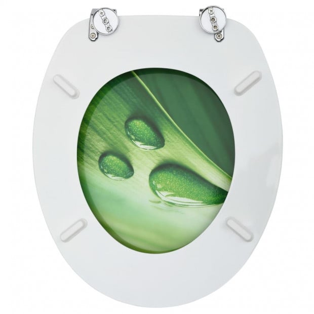 Toilet Seat With Lid Mdf Green Water Drop Design Image 6