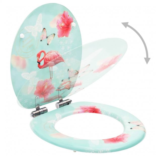 Toilet Seat With Soft Close Lid Mdf Flamingo Design Image 2