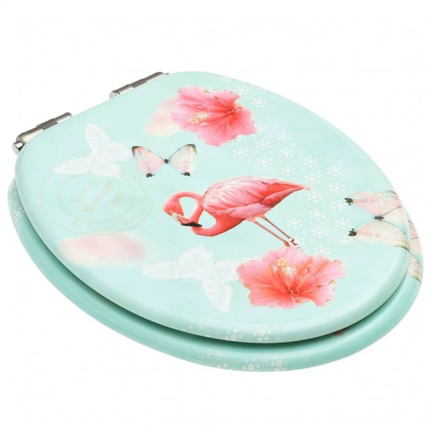 Toilet Seat With Soft Close Lid Mdf Flamingo Design Image 3