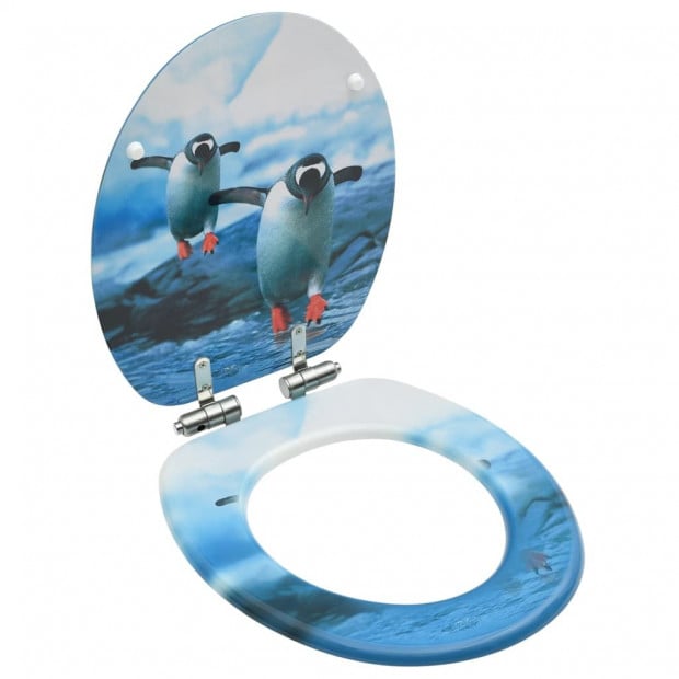 Wc Toilet Seat With Soft Close Lid Mdf Penguin Design
