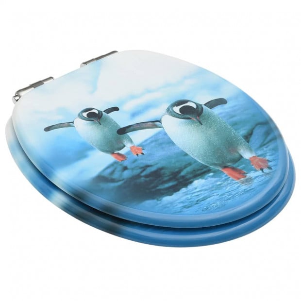 Wc Toilet Seat With Soft Close Lid Mdf Penguin Design Image 3