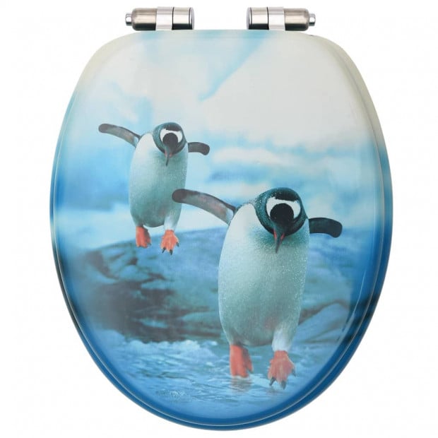 Wc Toilet Seat With Soft Close Lid Mdf Penguin Design Image 5