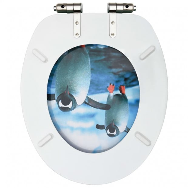 Wc Toilet Seat With Soft Close Lid Mdf Penguin Design Image 6
