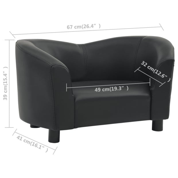 Dog Sofa Black 67x41x39 Cm Faux Leather Image 8