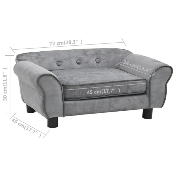 Dog Sofa Grey 72x45x30 Cm Plush Image 10