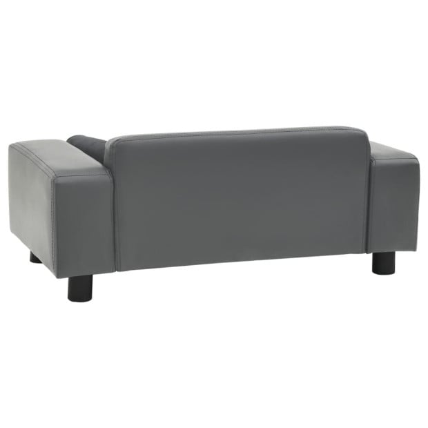 Dog Sofa Grey 81x43x31 Cm Plush And Faux Leather Image 5