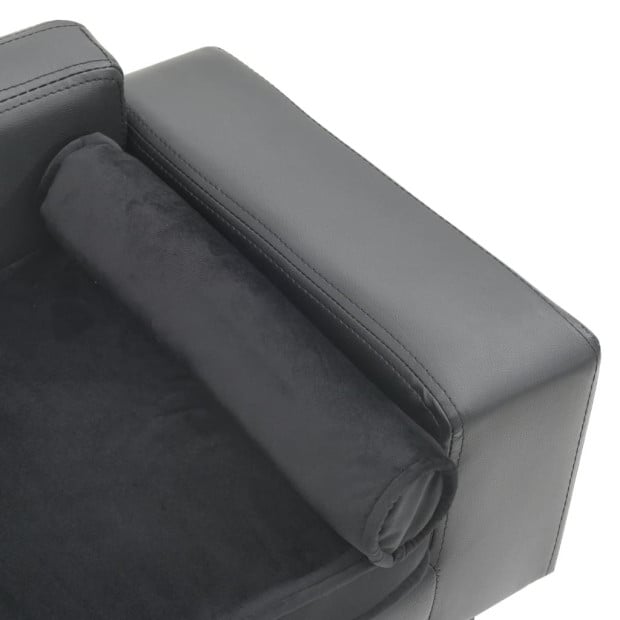 Dog Sofa Grey 81x43x31 Cm Plush And Faux Leather Image 6