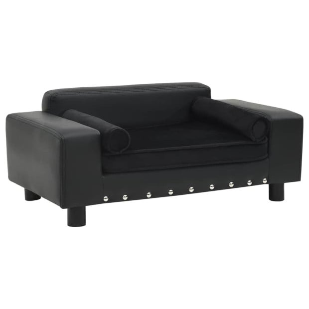 Dog Sofa Black 81x43x31 Cm Plush And Faux Leather Image 2