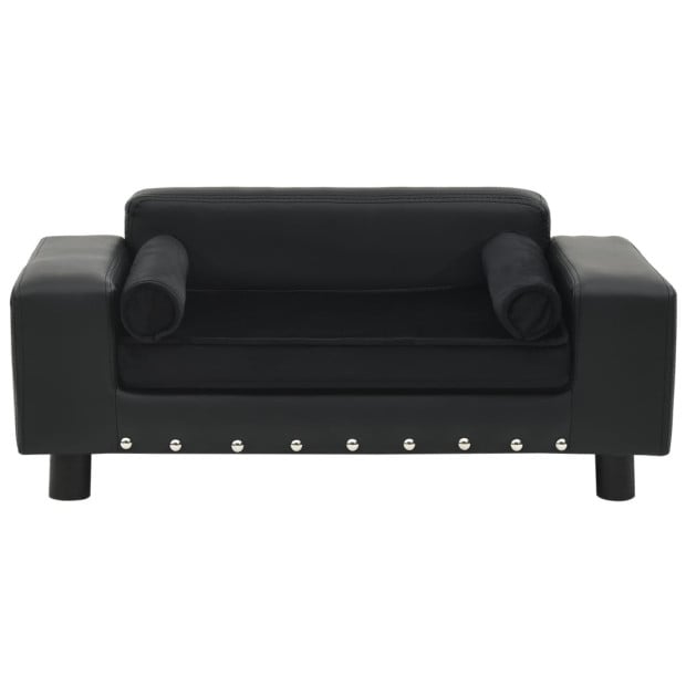 Dog Sofa Black 81x43x31 Cm Plush And Faux Leather Image 4