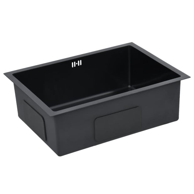 Handmade Kitchen Sink With Overflow Hole Black Stainless Steel Image 3
