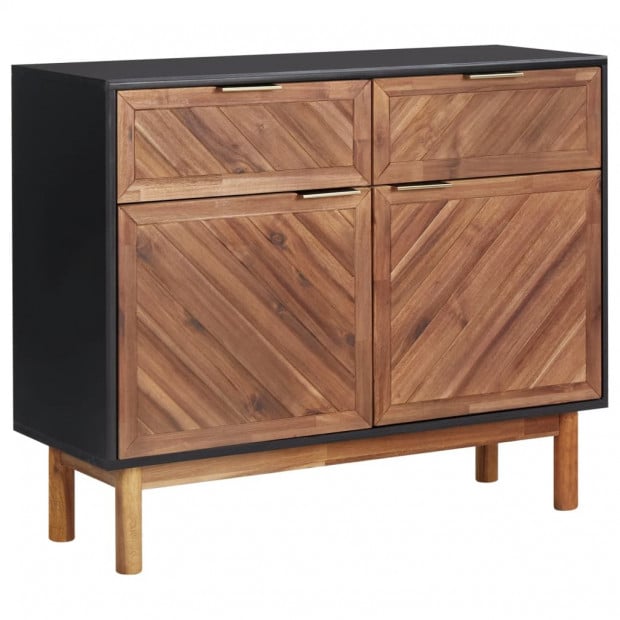 Sideboard 90x33.5x75 Cm Solid Acacia Wood And Mdf