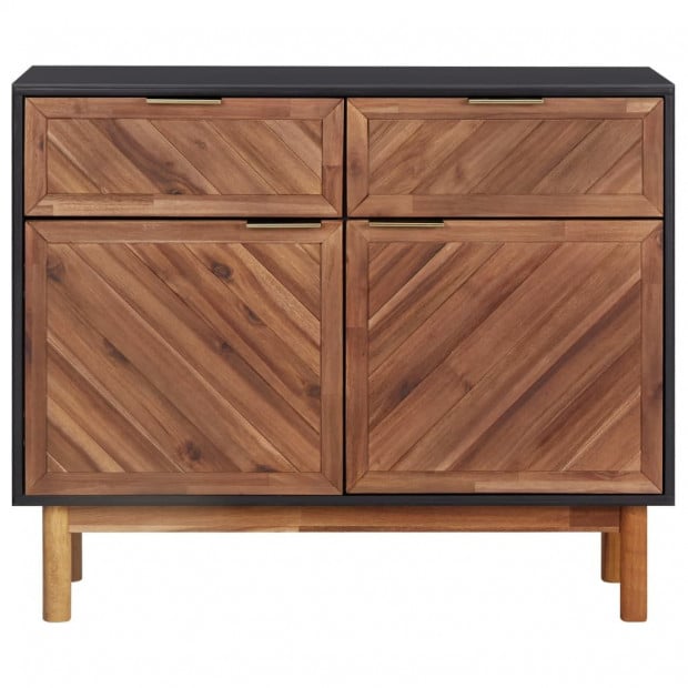 Sideboard 90x33.5x75 Cm Solid Acacia Wood And Mdf Image 2