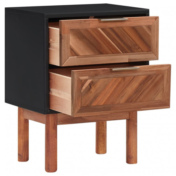 Nightstand 40x30x53 Cm Solid Acacia Wood And Mdf Image 2