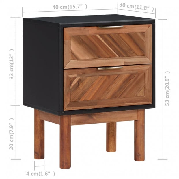 Nightstand 40x30x53 Cm Solid Acacia Wood And Mdf Image 7