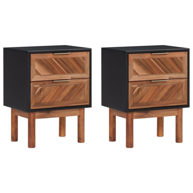 Nightstands 2 Pcs 40x30x53 Cm Solid Acacia Wood And Mdf