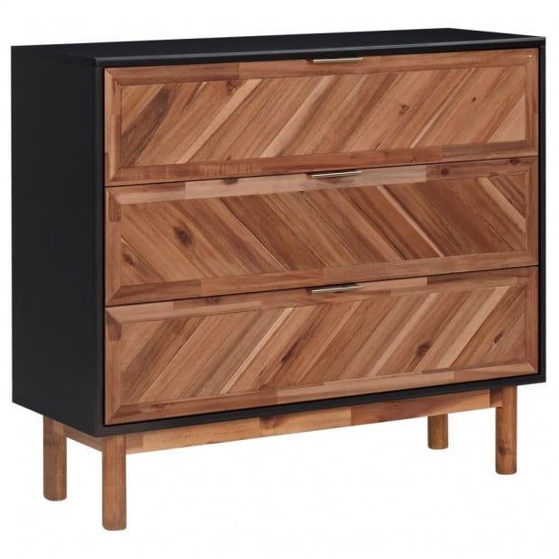 Sideboard 90x33.5x80 Cm Solid Acacia Wood And Mdf
