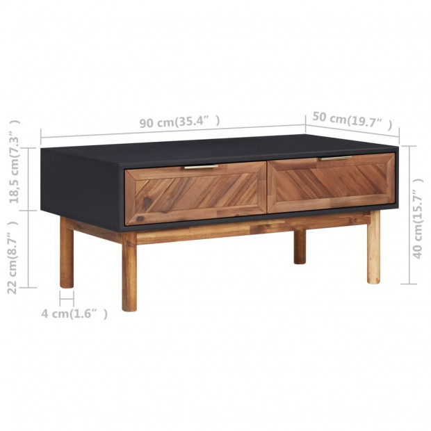 Coffee Table 90x50x40 Cm Solid Acacia Wood And Mdf Image 7