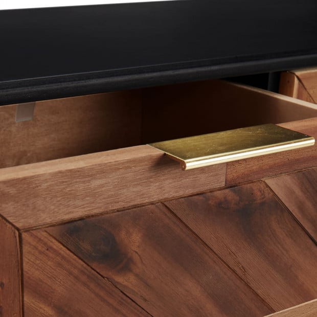 Sideboard 115x35x70 Cm Solid Acacia Wood And Mdf Image 2