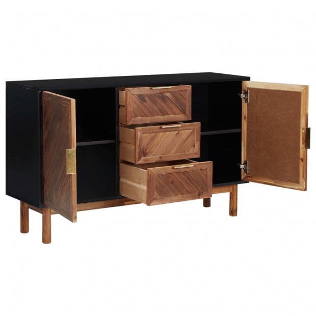 Sideboard 115x35x70 Cm Solid Acacia Wood And Mdf Image 3
