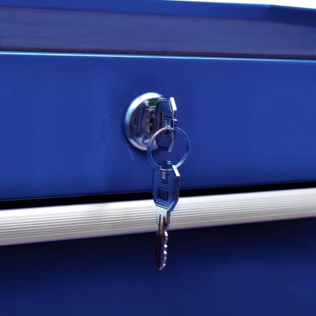 Workshop Tool Trolley With 5 Drawers Blue Image 2