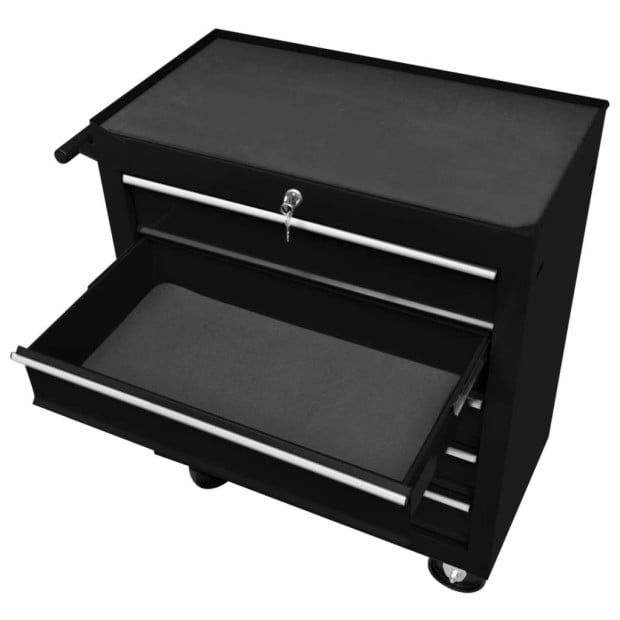 Workshop Tool Trolley With 5 Drawers Black Image 5