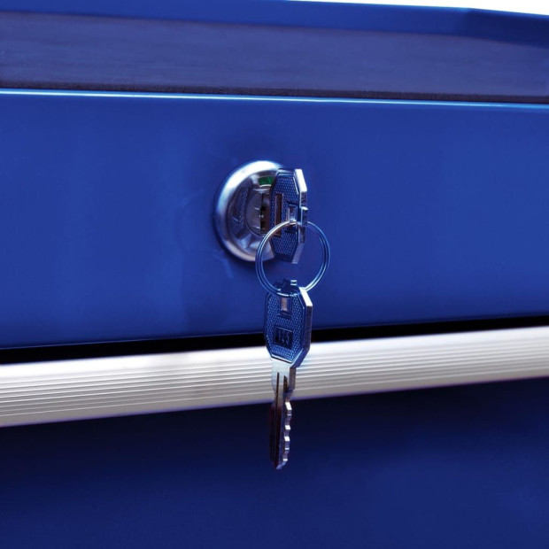 Workshop Tool Trolley With 7 Drawers Blue Image 2