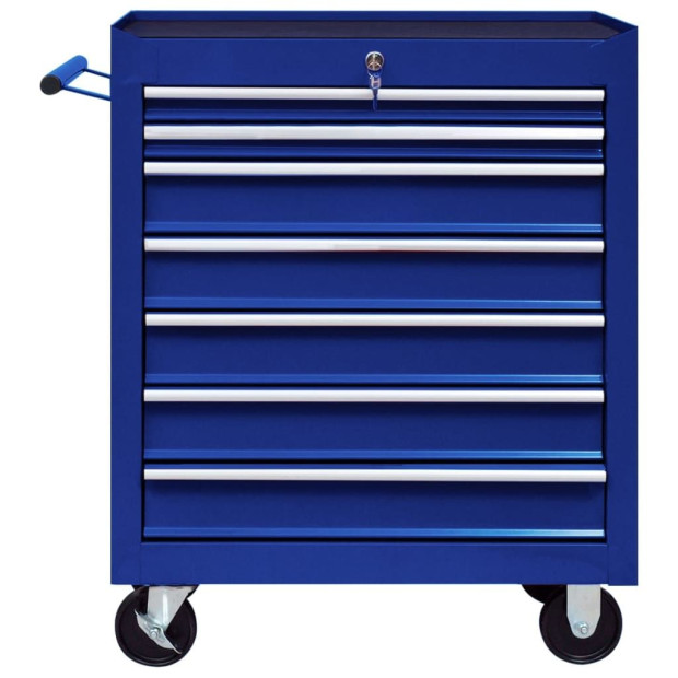 Workshop Tool Trolley With 7 Drawers Blue Image 4