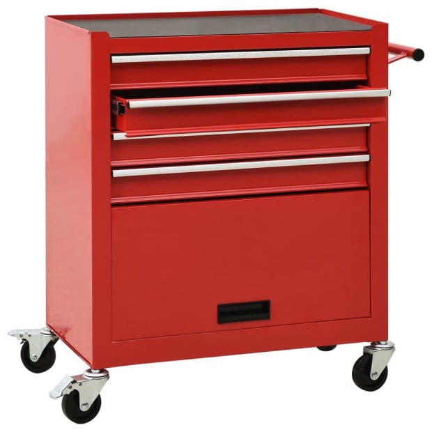 Tool Trolley With 4 Drawers Steel Red Image 2