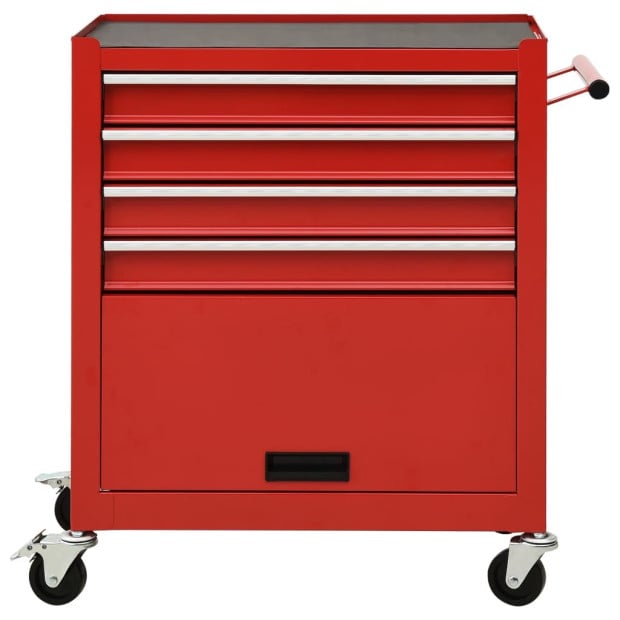Tool Trolley With 4 Drawers Steel Red Image 3