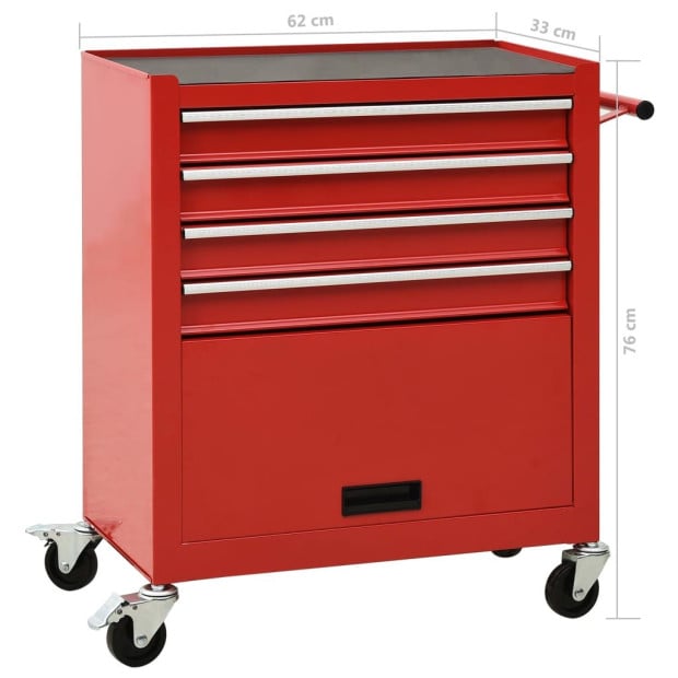 Tool Trolley With 4 Drawers Steel Red Image 8