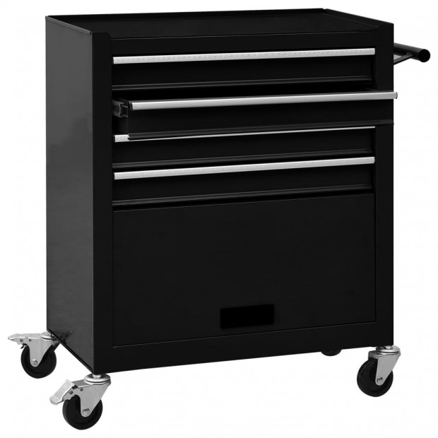 Tool Trolley With 4 Drawers Steel Black Image 2