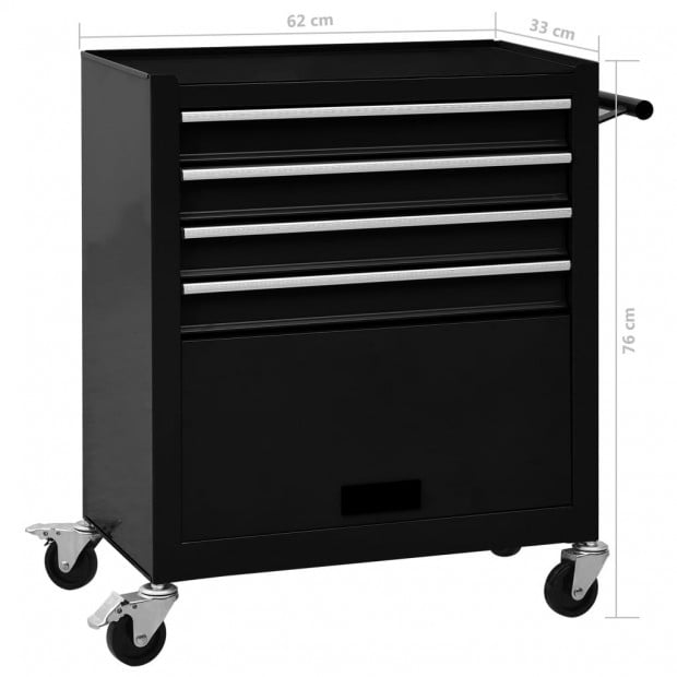 Tool Trolley With 4 Drawers Steel Black Image 8