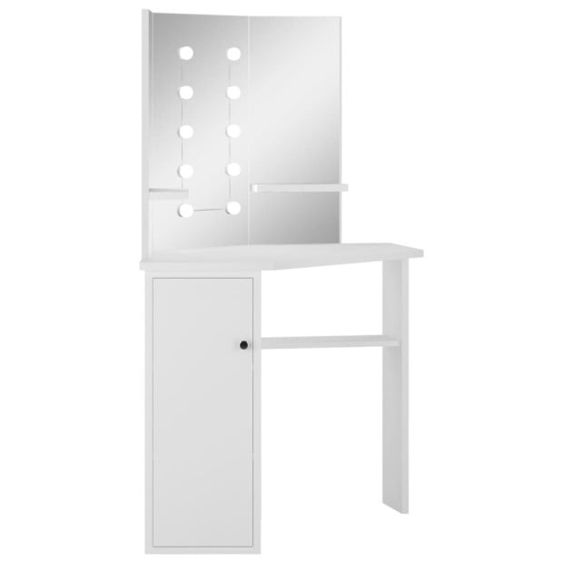 Corner Dressing Table Make-up Table With Led Light White Image 3