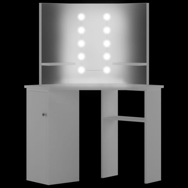 Corner Dressing Table Make-up Table With Led Light White Image 5