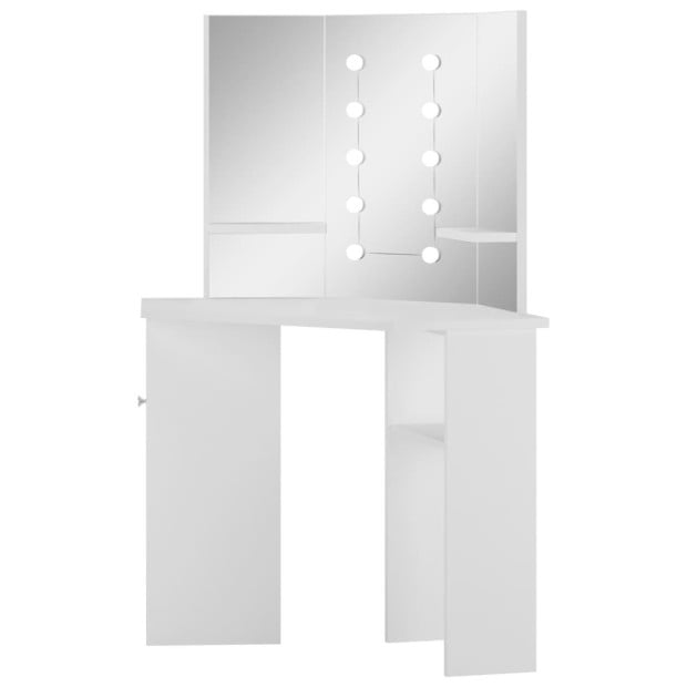 Corner Dressing Table Make-up Table With Led Light White Image 6