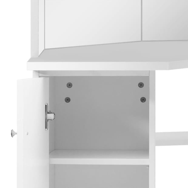 Corner Dressing Table Make-up Table With Led Light White Image 9