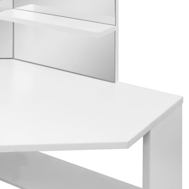 Corner Dressing Table Make-up Table With Led Light White Image 10